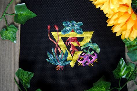 Witcher Cross Stitch Pattern Quen Sign Floral Art Design Etsy