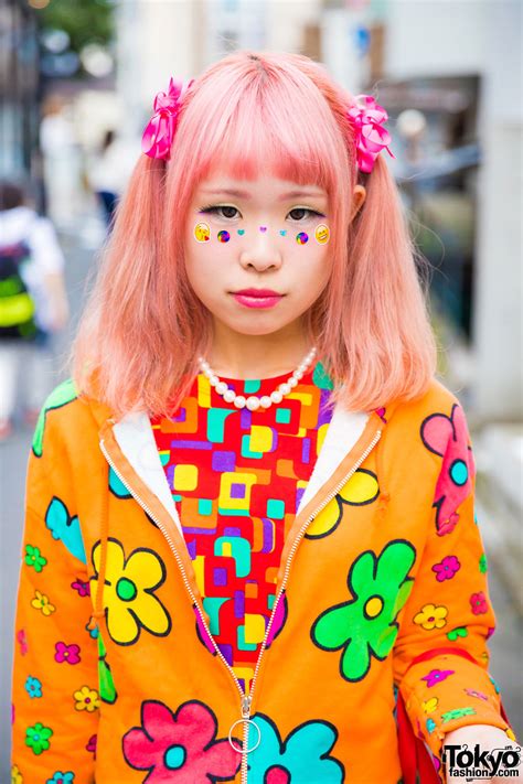 Twin Tailed Harajuku Girl In Colorful Pop Fashion W Kinji Candy Stripper And Rainbow Socks