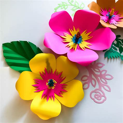 svg dxf png petal 101 hibiscus paper flower template diy cricut and