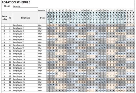 Continental Rotating Shift Schedule Template Excel Addictionary