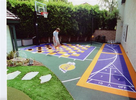 Most people choose to have a diy backyard playground for their kids, but why not if you don't want to pour the foundation yourself, you can use a regular concrete pad designed for a basketball court. Sport Court of Southern California | Backyard basketball, Basketball court backyard, Backyard court