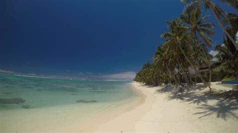 Aerial View Titikaveka Beach Rarotonga Cook Islands Stock Video