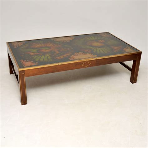 Very beautiful pair of coffee tables, suits my leaving room design. Very Large Antique Brass & Mahogany Atlas Coffee Table ...