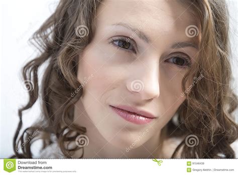 The Young Brunette Close Up Stock Image Image Of Close Female 91546439