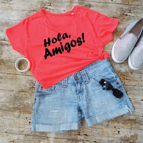 Hola Amigos Cropped Tee Hola Shirt Spanish Shirt Vacation Shirt