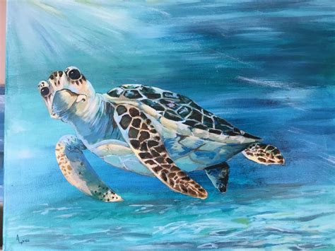 Sea Turtle Acrylic Painting Turtle Painting Sea Turtle Painting Turtle