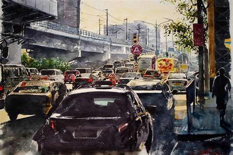 Art Amid Chaos Artist Paints Manilas Notorious Traffic Jams Abs Cbn