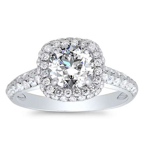 1 7ct round cut natural diamond natural halo 2 row pave diamond engagement ring gia certified