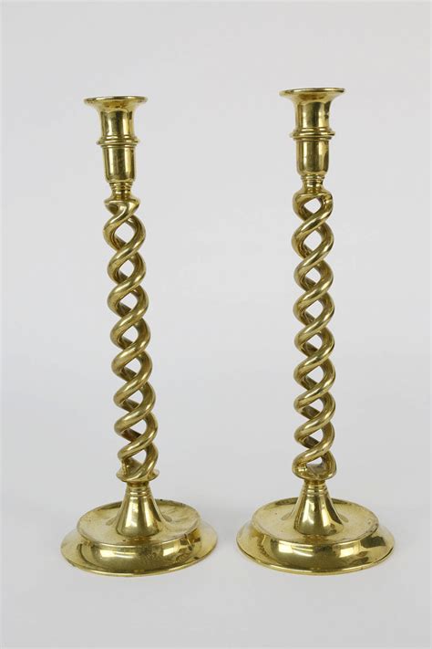 Pair Of Vintage Brass Barley Twist Candlesticks Pair Of Vintage Brass