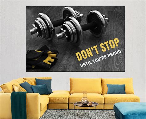 Gym Dumbbells Canvas Fitness Studio Poster Gym Sports And Motivation