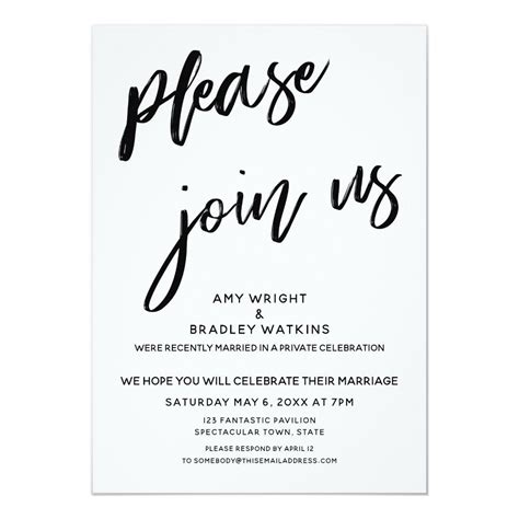 Handwriting Please Join Us After Wedding Reception Invitation Zazzle
