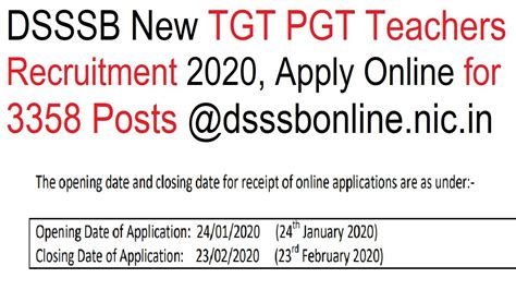 dsssb new tgt pgt teachers recruitment 2020 apply online for 3358 dsssbonline nic in youtube