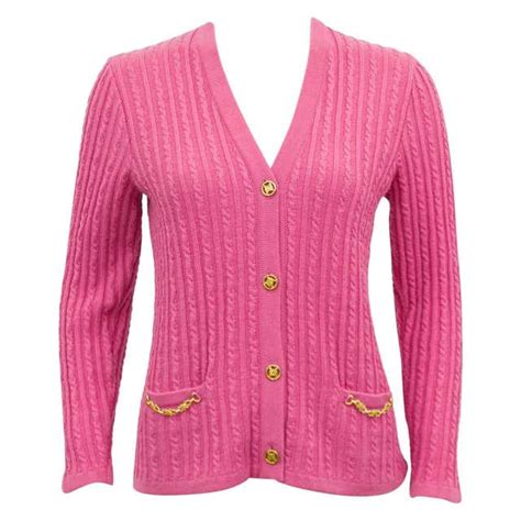 1970s Celine Pink Wool Cable Knit Cardigan For Sale At 1stdibs Celine
