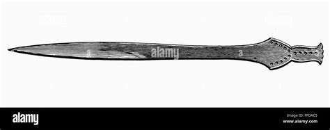 Ancient Roman Sword Nbronze Roman Sword Line Engraving Stock Photo