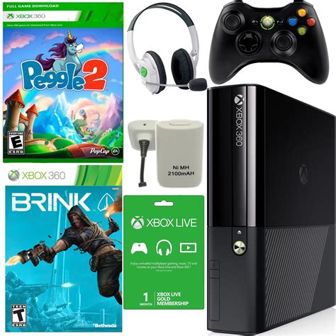 Xbox 360 E 4gb No Kinect With Peggle And Brink And Accessories