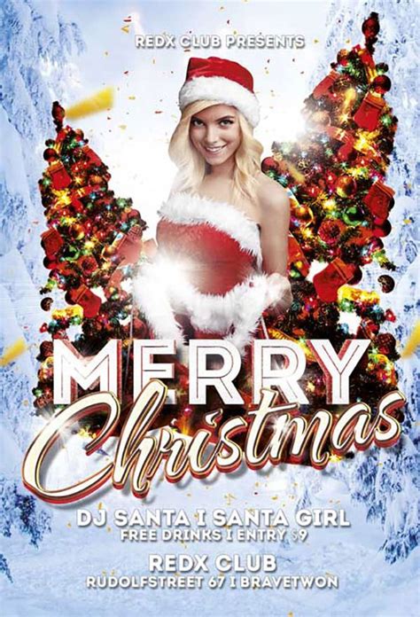 Merry Christmas Flyer Template With Santa Clause