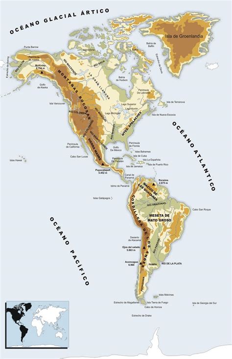 Mapa F Sico De Am Rica