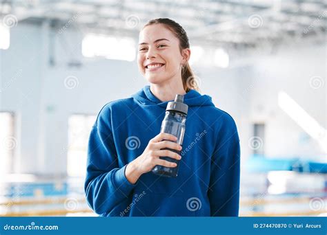 Swimmer Sports Of Happy Woman Drinking Water To Relax After Exercise