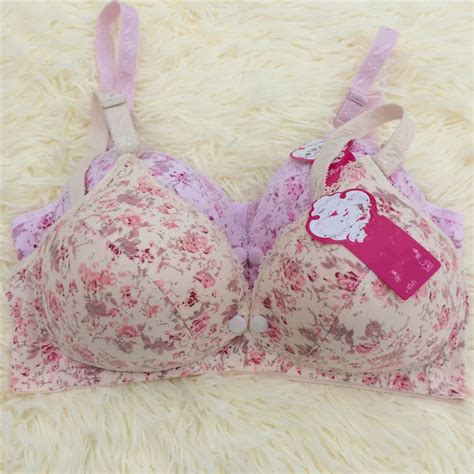 Pregnant Women Nursing Maternity Bra Floral Printed Breastfeeding No Rims Front Open Buckle Lace