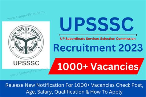 UPSSSC Recruitment 2023 Release New Notification For 1000 Vacancies