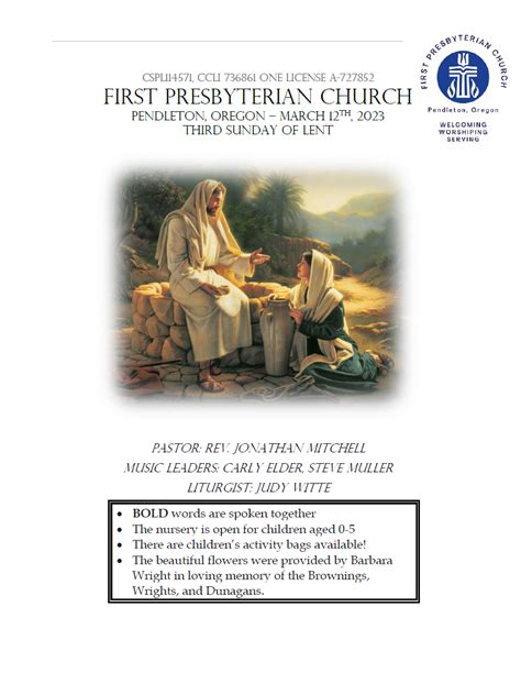 March 12 Pic First Presbyterian Church Of Pendleton