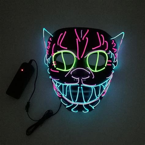 Halloween Mask Led Light Up Glowing Cat Mask Costume Anonymous Mask For
