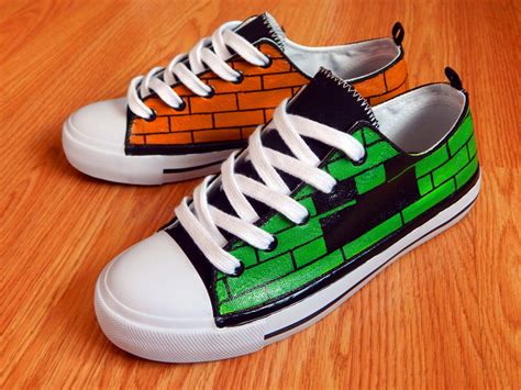 Custom Hand Painted Converseall Star Minecraft Steve