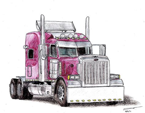 Learning to draw takes patience and practice. Semi Truck Drawing at GetDrawings | Free download
