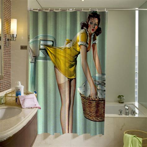 Pin Up Girl Dryer Sexy Shower Curtain Pin Up Girl Dryer Sexy Shower Curtain
