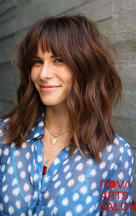 Cute Lob With Bangs To Copy In Lob With Bangs And Layers Fabmood