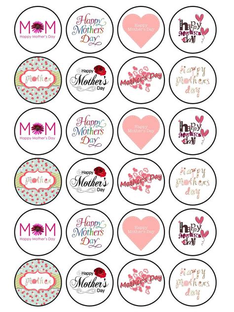 Cut out each image (i left a small white border around each, but. 24 x Edible Mothers Day I Love Mum Mummy Birthday Muffin ...