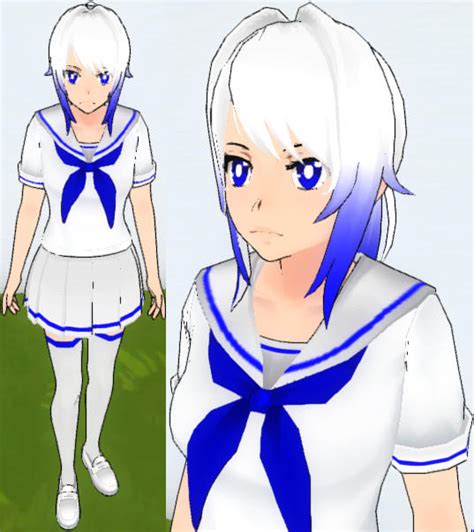 Yandere Sim Skin White And Blue Uniform By Televicat On Deviantart