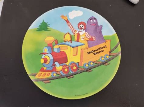 1985 Mcdonalds Plastic Plate Mcdonaldland Express Vintage Ronald Train