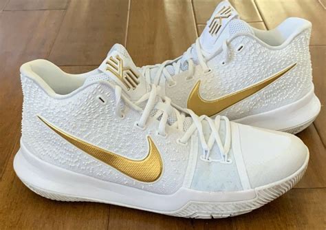 Nike Kyrie 3 Basketball Shoes Finals White Metallic Gold Size 115