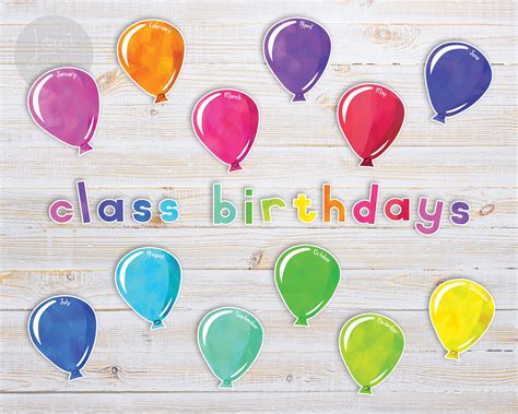 Classroom Birthday Display Printable Balloon Birthday Board Etsy