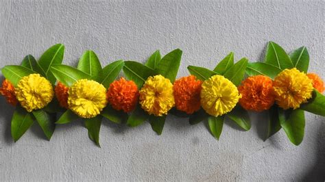 Diwali Toran 2nd Model With Marigold Flowers Mango Leaves Diwali