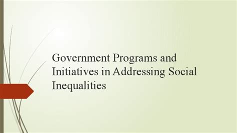 Government Programs And Initiatives In Addressing Social Inequalities Pdf