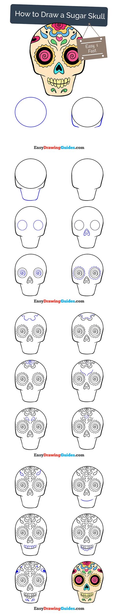 How To Draw A Sugar Skull Easy Drawing Guides Drawing Tutorials For