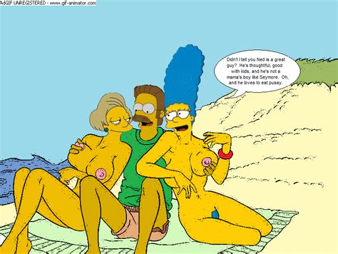Rule 34 Animated Edna Krabappel Female Human Male Marge Simpson Ned Flanders Straight The