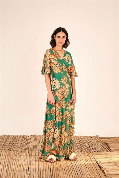 New In FARM Rio Maxi Wrap Dress Smocked Maxi Dresses Wrap Dress