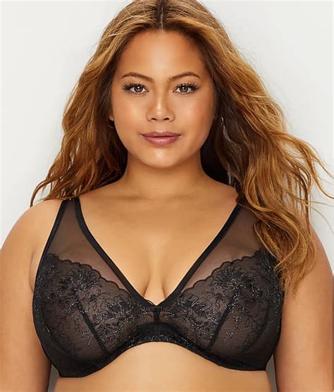 Curvy Couture Glistening Sheer Plunge Bra And Reviews Bare Necessities