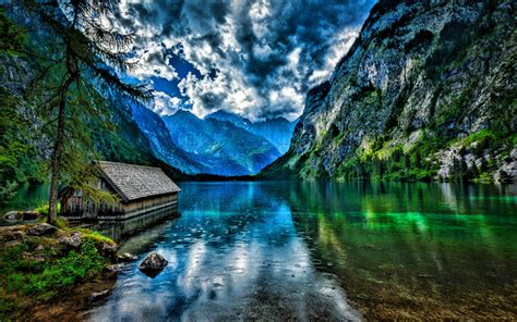 Download Wallpapers Konigssee Hdr Lake Summer Alps Mountains