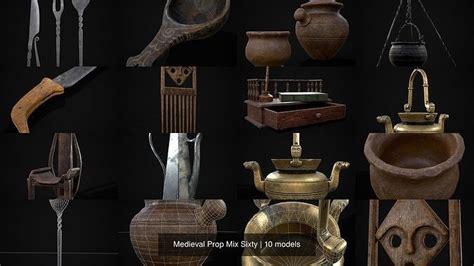 3d Model Collection Medieval Prop Mix Sixty Vr Ar Low Poly Cgtrader