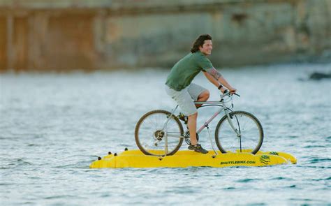 A tandem bike is a great way to do that that includes your roommate or partner. Water-Treading Bicycles : water bicycle
