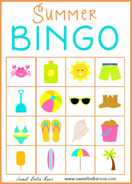 Summer Bingo Free Printable Summer Bingo Summer Bingo Printable