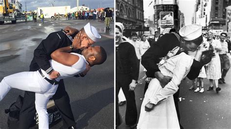 Same Sex Navy Couple Recreates Wwii Celebration Kiss