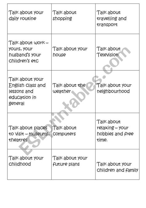 Talking For One Minute On Any Topic Esl Worksheet By Alisonrose25