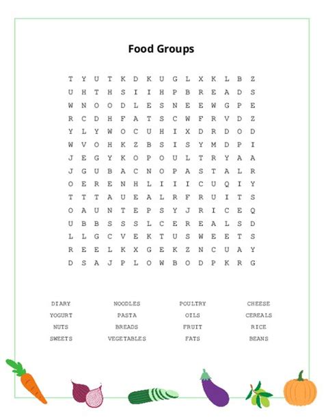 Food Groups Word Search