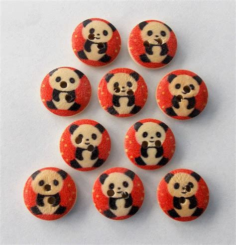 Panda Buttons Wooden Buttons Sewing Supplies Scrapbooking Etsy