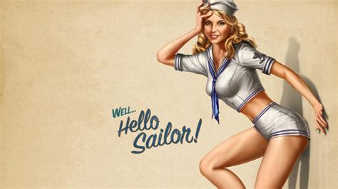 Hello Sailor Pin Up Girl Wallpaper Backiee